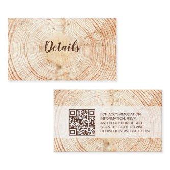 Rustic Wedding Wood Grain Details QR code Custom