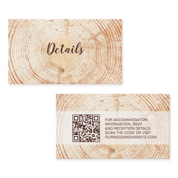 Rustic Wedding Wood Grain Details QR code Custom