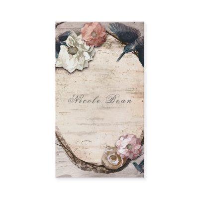Rustic White Birch Floral & Hummingbird Elegant