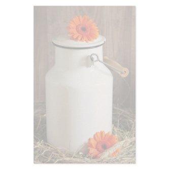 Rustic White Milk Jug with Orange Flowers Photo Stationery