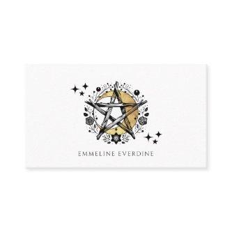 Rustic Wiccan Pagan Pentacle Moon Calling Card