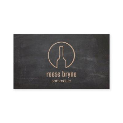 Rustic Wine Bottle Logo Sommelier Business