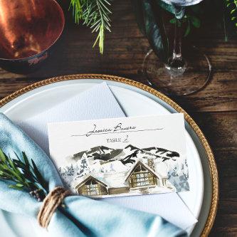 Rustic Winter Mountain Wedding Place Card