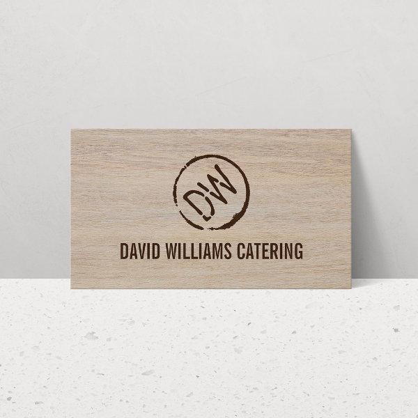 Rustic Wood-Burned Stamped Monogram on Tan Wood