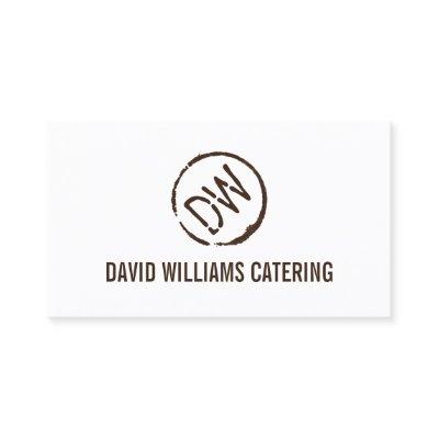 Rustic Wood-Burned Stamped Monogram on White