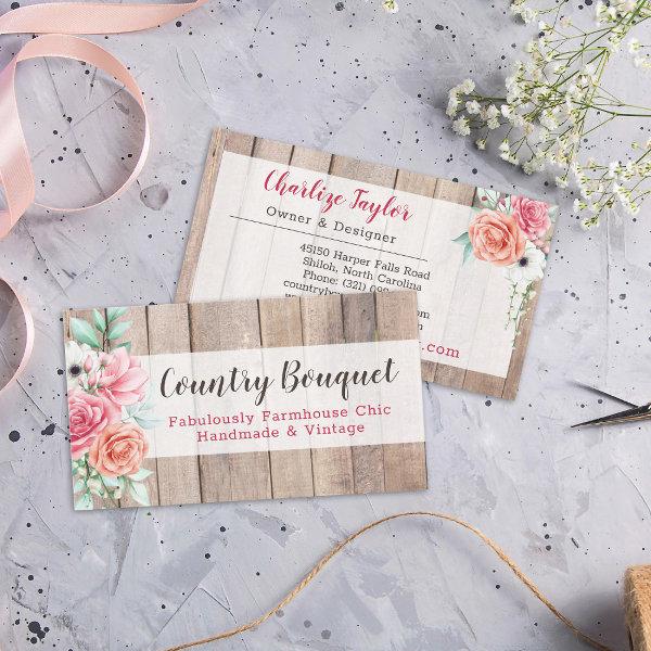 Rustic Wood Country Farmhouse Floral Rose Elegant