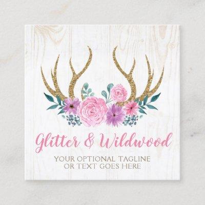 Rustic Wood & Floral Antlers Boutique Social Media Square