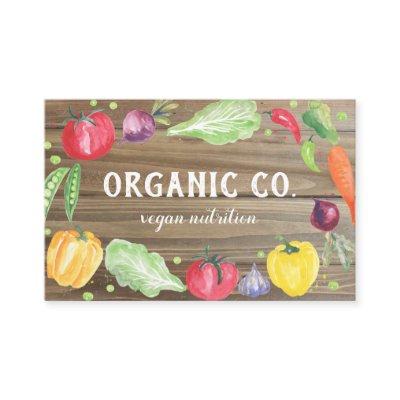 Rustic Wood Fresh Watercolor Organic  Vegetables