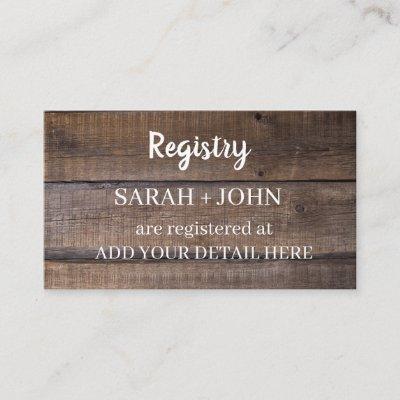 Rustic Wood Gift Registry Enclosure Card