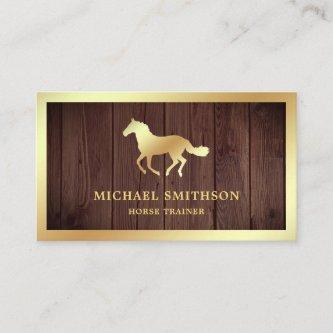 Rustic Wood Gold Foil Horse Riding Instructor