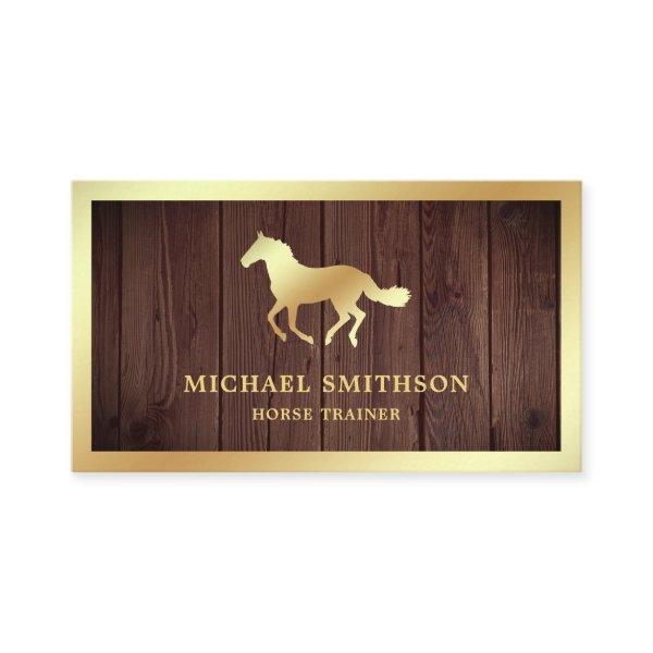 Rustic Wood Gold Foil Horse Riding Instructor