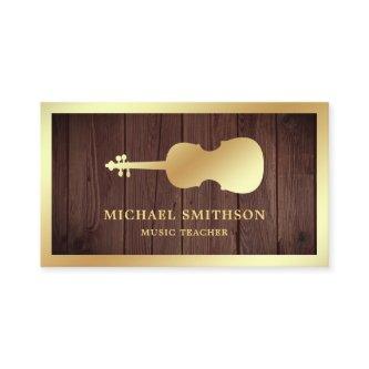 Rustic Wood Gold Violin Music Teacher Violinist