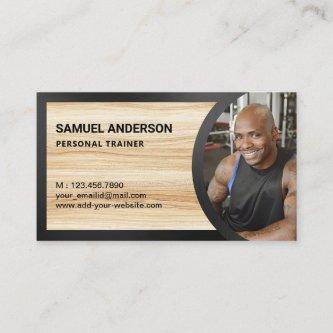 Rustic Wood Grain Fitness Personal Trainer Photo