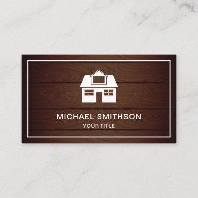 Rustic Wood Home Icon Real Estate Agent