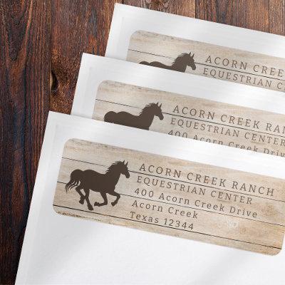 Rustic Wood Horse Equestrian Center Label