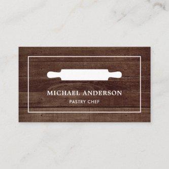 Rustic Wood Kitchen White Rolling Pin Pastry Chef
