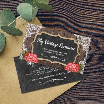Rustic Wood & Lace Floral Chalkboard Country Chic