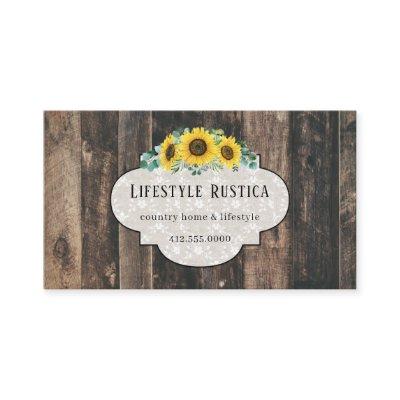 Rustic Wood Lace Shabby Grunge Sunflower  Business