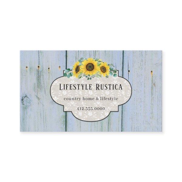 Rustic Wood Lace Shabby Grunge Sunflower  Business