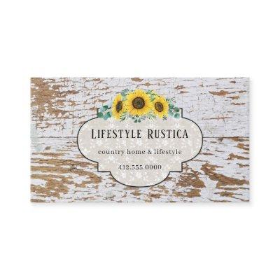 Rustic Wood Lace Shabby Grunge Sunflower  Business