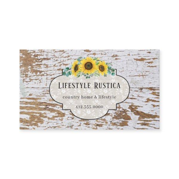 Rustic Wood Lace Shabby Grunge Sunflower  Business