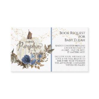 Rustic Wood Navy Blue Floral Pumpkin Book Request