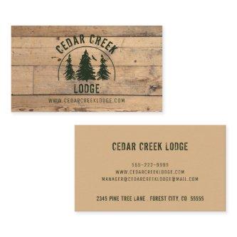 Rustic Wood Plank Green Forest Trees