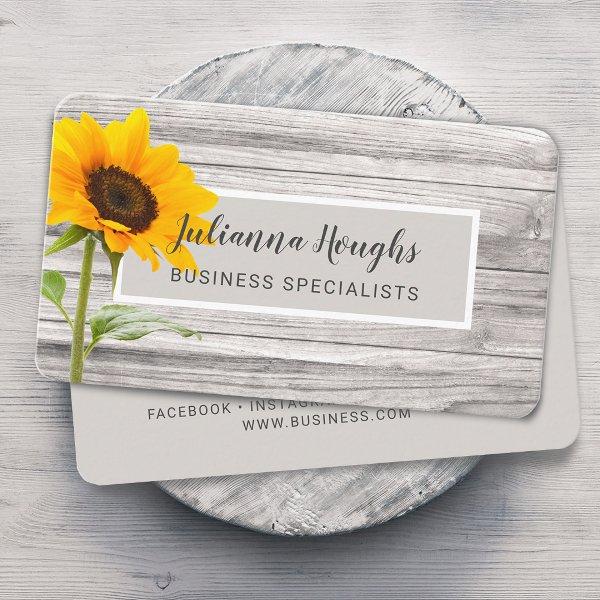 Rustic Wood Print Sunflower