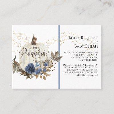 Rustic Wood Pumpkin Navy Blue Floral Book Request