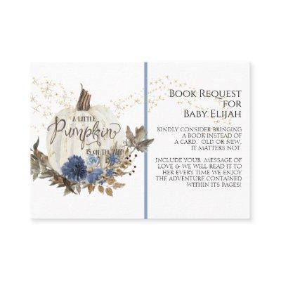 Rustic Wood Pumpkin Navy Blue Floral Book Request