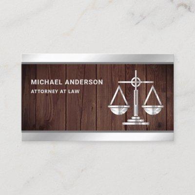 Rustic Wood Silver Justice Scale Lawyer Attorney