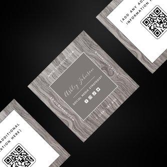 Rustic Wood Social Media Manager Qr Code Elegant Square