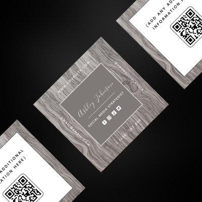 Rustic Wood Social Media Manager Qr Code Elegant Square