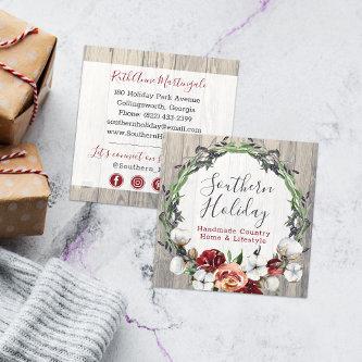 Rustic Wood & Southern Country Cotton Social Media Square