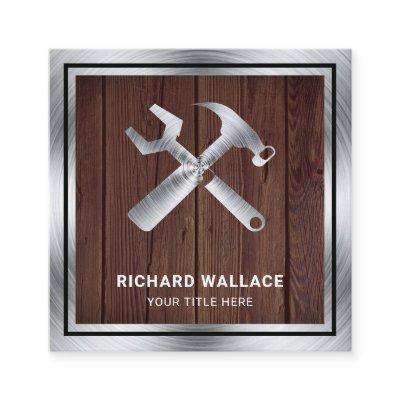 Rustic Wood Steel Handyman Auto Repair Mechanic Square