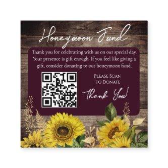 Rustic Wood Sunflower Wedding Honeymoon Square