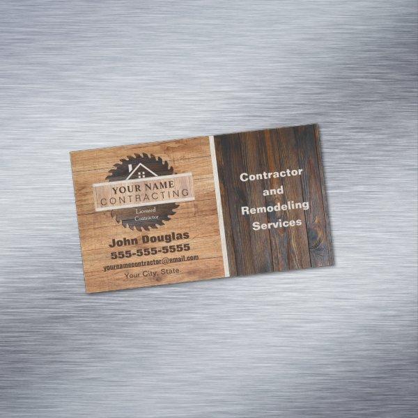 Rustic Wood Tone Contractor Logo  Mag