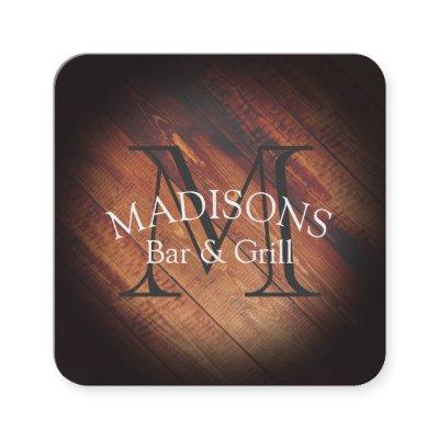Rustic Wood with Monogram Square