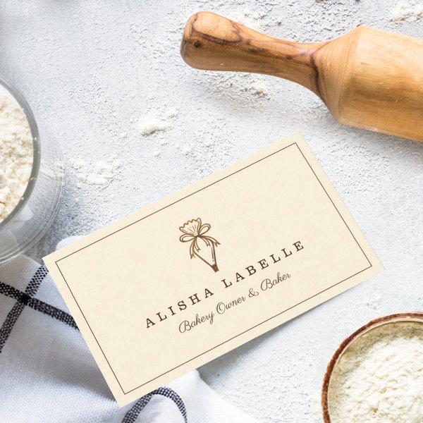 Rustic Woodgrain Style Bakery Pastry Bag Logo