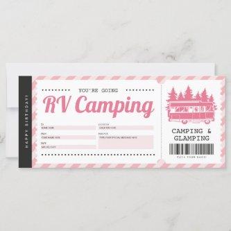 RV Camping Pink Voucher, Summer Camp Certificate