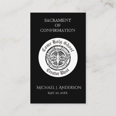 Sacrament Confirmation B&W Dove Elegant Holy Card