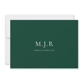 Sacramento Green Business Monogram From Desk of Note Card