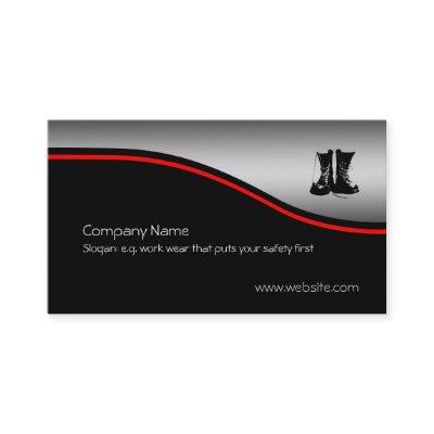 Safety Work Boots, red swoosh, metallic effect
