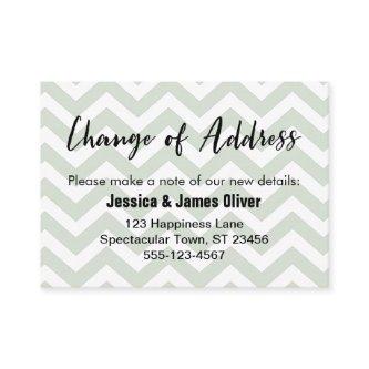 Sage and White Chevron "Change of Address" Card