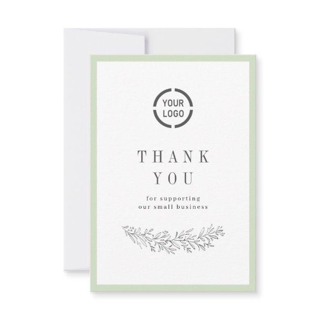 Sage elegant botanical with logo small business thank you card