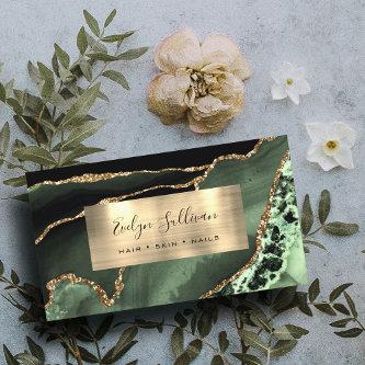 Sage Green and Gold Foil Agate