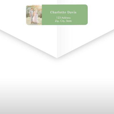 Sage green photo wedding return address  label