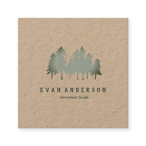 Sage Green Pine Trees Woods Square