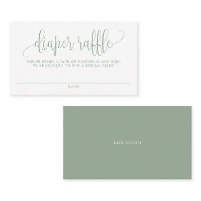 Sage Green Pretty Script Baby Shower Diaper Raffle