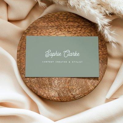 Sage Green | Retro Script with QR Code